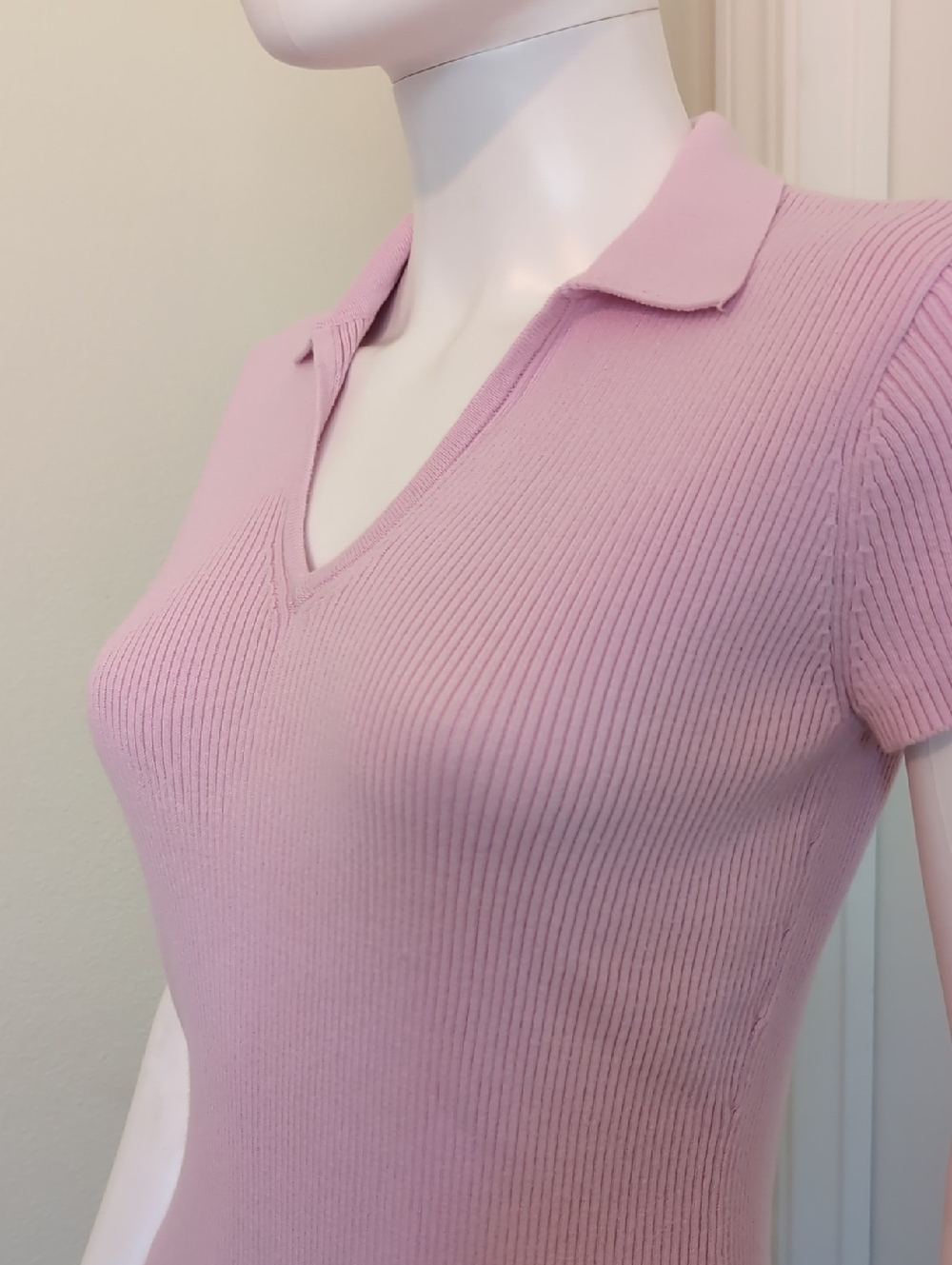 Bass Cap Sleeve 100% Cotton Rib Knit Baby Pink SzM EUC Like New